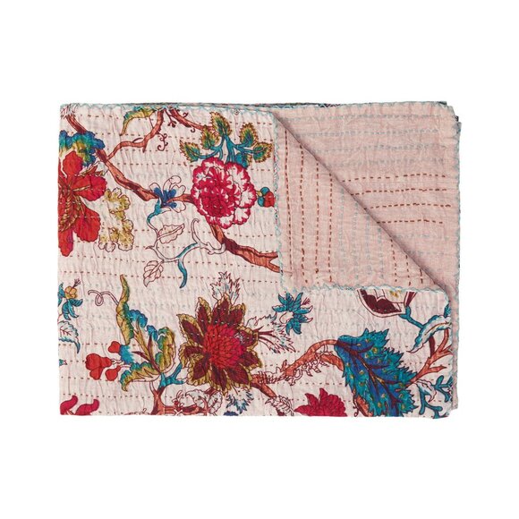 Taj Hotel Home Decor Kantha Cotton Throw | 1-Piece | Multicolor | 50"x70" - Picture 1 of 2